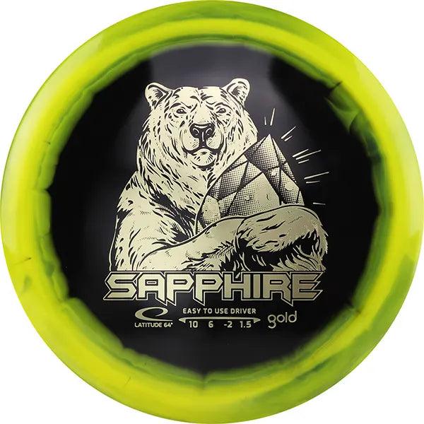Gold Orbit Sapphire Inverted Stamp