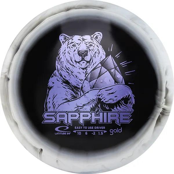 Gold Orbit Sapphire Inverted Stamp